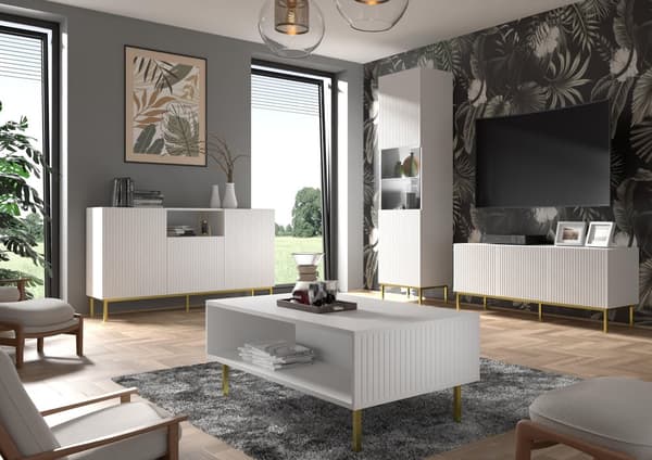 FURNLUX SOFFBORD RAVENNA B VIT & GULD 90CM