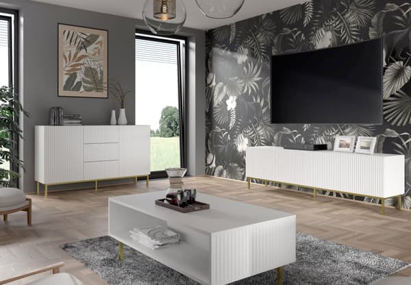 FURNLUX SOFFBORD RAVENNA B VIT & GULD 90CM