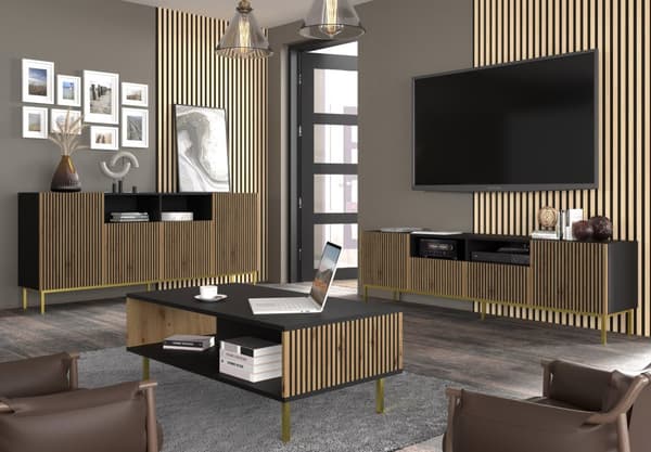 FURNLUX SOFFBORD RAVENNA F SVART & BEIGE & GULD 90CM