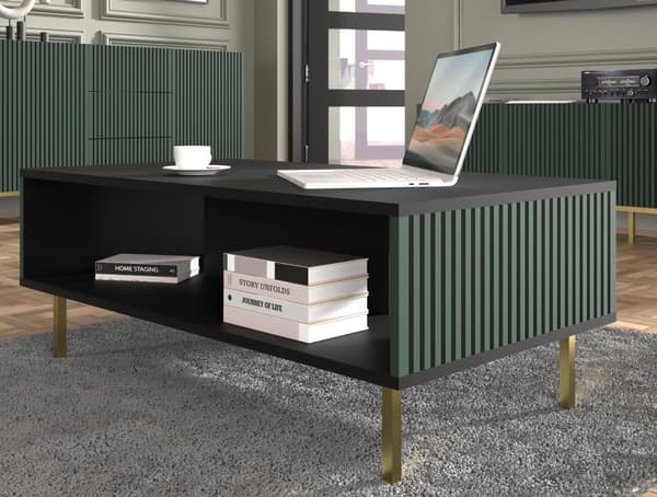 FURNLUX SOFFBORD RAVENNA F SVART & MÖRKGRÖN & GULD 90CM