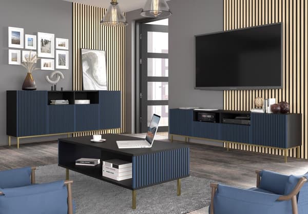 FURNLUX SOFFBORD RAVENNA F SVART & BLÅTT & GULD 90CM