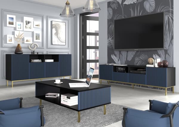 FURNLUX SOFFBORD RAVENNA F SVART & BLÅTT & GULD 90CM