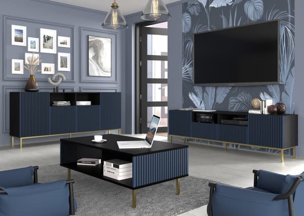 FURNLUX SOFFBORD RAVENNA F SVART & BLÅTT & GULD 90CM