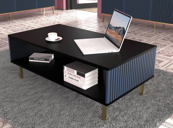 FURNLUX SOFFBORD RAVENNA F SVART & BLÅTT & GULD 90CM
