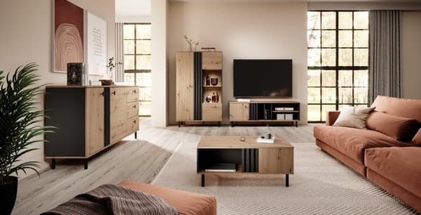 FURNLUX SOHVAPÖYTÄ MADIS BEIGE & MUSTA 101CM