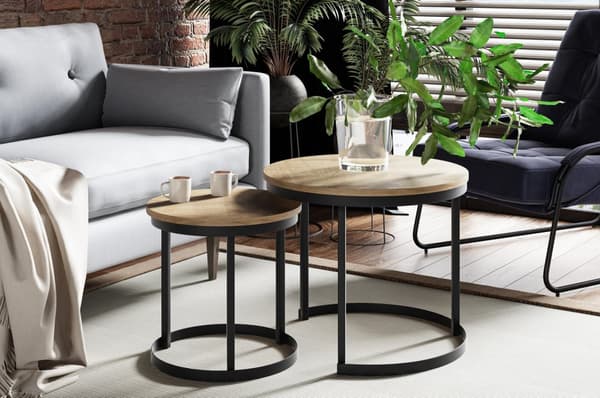 FURNLUX SOHVAPÖYTÄ RABEN BEIGE & MUSTA 58CM