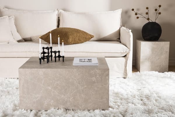 FURNLUX SOFABORD YORK MARMOR GRÅ 60CM