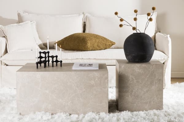 FURNLUX SOFABORD YORK MARMOR GRÅ 60CM