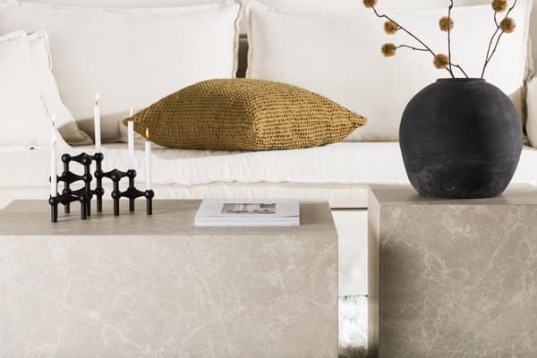 FURNLUX SOFABORD YORK MARMOR GRÅ 60CM