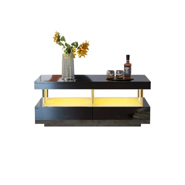Låg bord för fritid, modern låg bord i hög glans, hållbar, repbeständig, slät yta, 100*60*49.5 cm