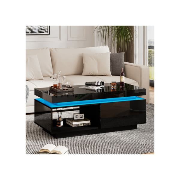 Modern högblanka soffbord med LED-belysning, 100x50x40, 3cm - Elegant bord med låda och en lastkapacitet på 50 kg