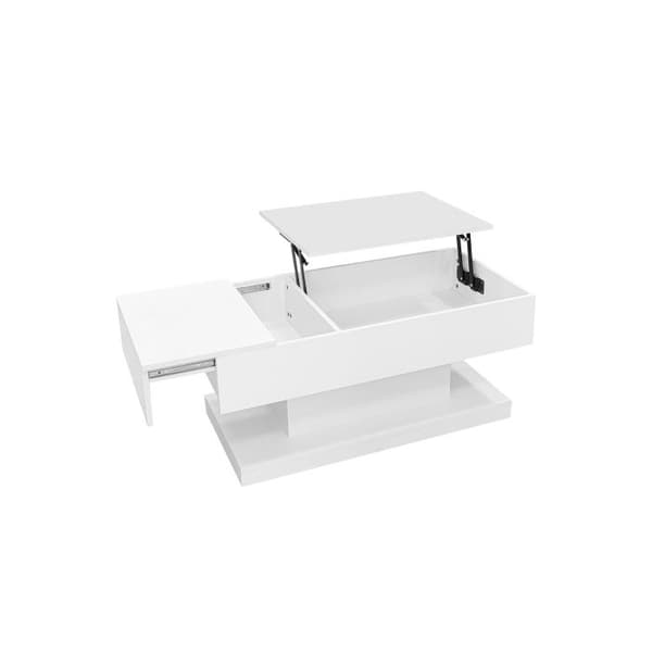 LED-bord med hög glans 100x50x45 cm, med LED-belysning - Halvlyftbart bordskiva