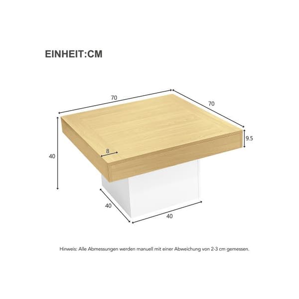 Kreativ Svamp LED Bordsbord, 70x70x40 cm - Elegant kvadratisk bordsbord, lastkapacitet 30 kg
