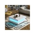 Miniatyrbild 5 av 5: Vit bord i vitt - modern teknologisk stil, med Bluetooth LED-lampa, 70x70x36 cm, max belastning 45 kg.