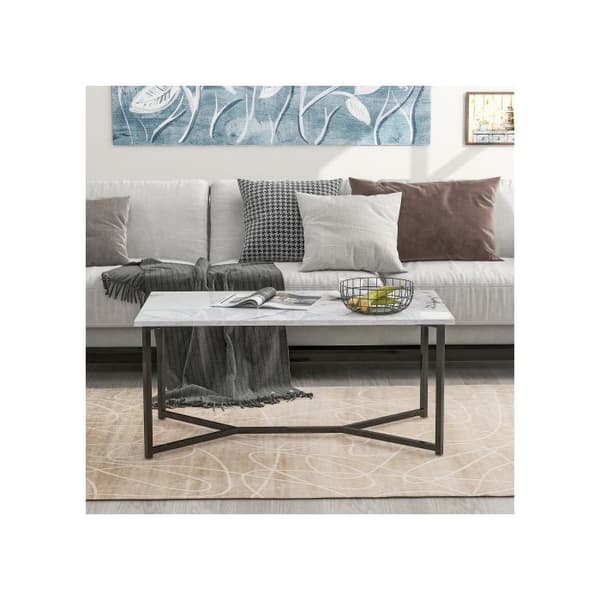 Mid Century Moderne rektangulärt trä soffbord, vitt