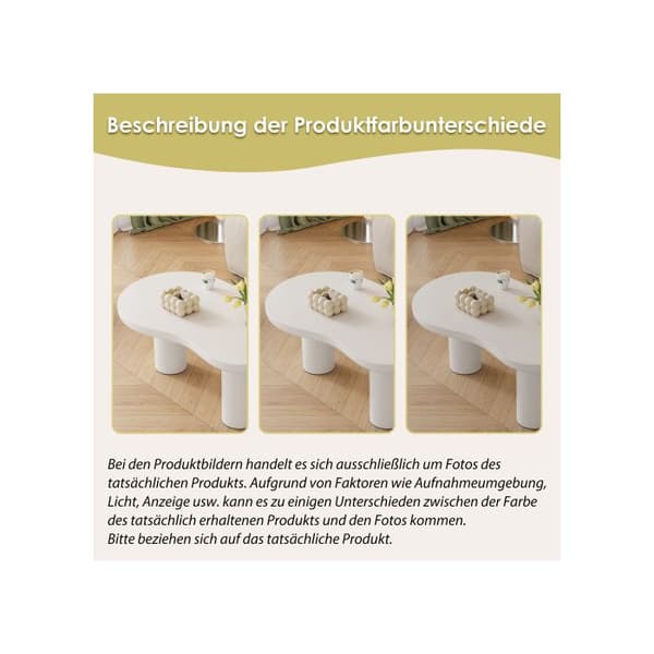 Soffbord i oregelbunden molnform, längd 107 cm, bredd 66 cm, höjd 40,5 cm, skiva MDF och ben PVC.