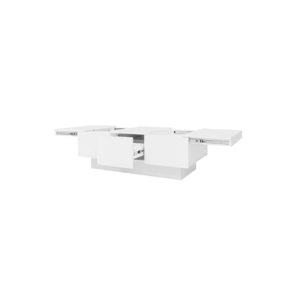 Modern glansbord 100x55x35 cm - vit, med en låda, 2 dolda fack, 2 lådor