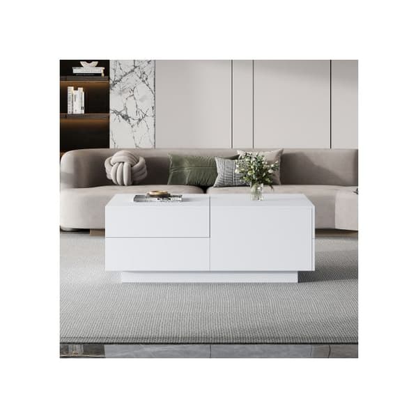 Modern soffbord med utdragbart bordsskiva, 4 lådor - för eleganta vardagsrum 90x55x45cm
