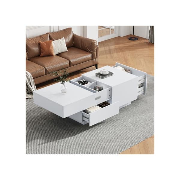 Modern soffbord med utdragbart bordsskiva, 4 lådor - för eleganta vardagsrum 90x55x45cm