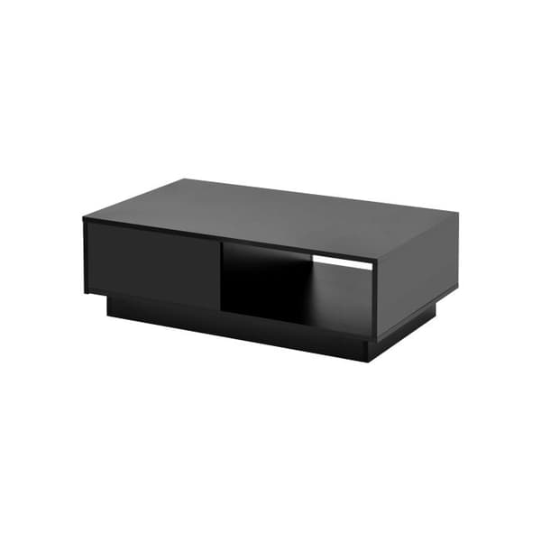 Soffbord, rektangulärt vitt soffbord med LED-belysning, 15 färger, heminredning (95 x 55 x 32 cm)