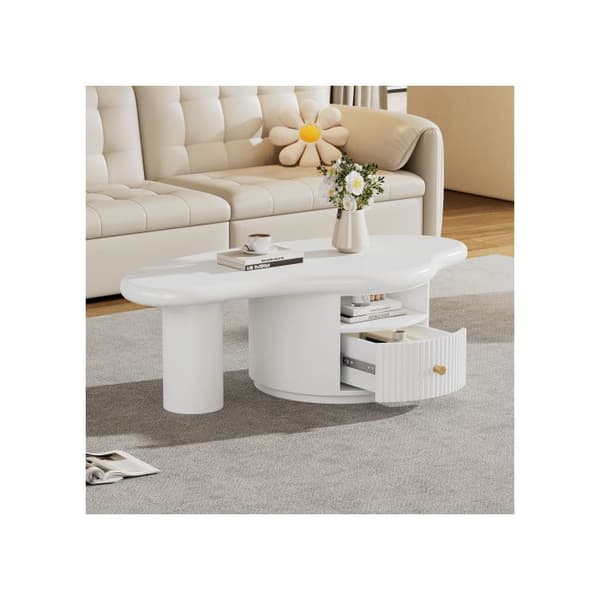 Oregelbunden soffbord i molnform med 2 pallar, längd 110 cm, bredd 60 cm, höjd 37,5 cm