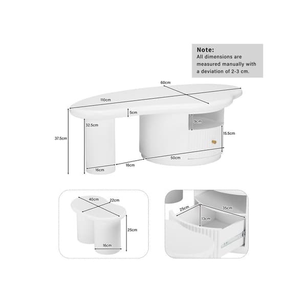 Oregelbunden soffbord i molnform med 2 pallar, längd 110 cm, bredd 60 cm, höjd 37,5 cm