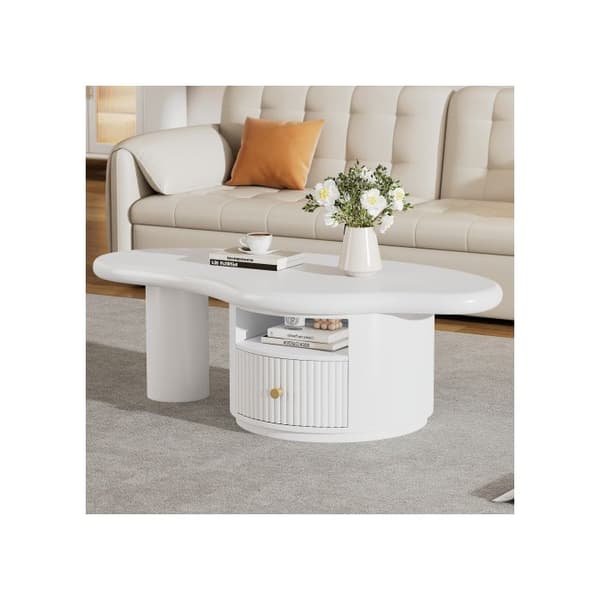 Oregelbunden soffbord i molnform med 2 pallar, längd 110 cm, bredd 60 cm, höjd 37,5 cm