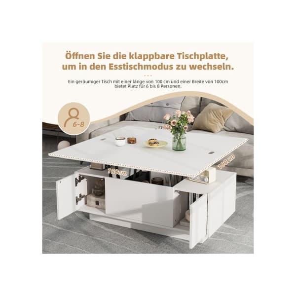 Modern soffbord med dubbel lyftmekanism, dold förvaringsutrymme - max. last 50 kg