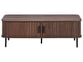 Miniatyrbilde 5 av 11: Sofabord Mørkebrunt Svart Ben MDF Metall 120 x 60 cm Retro Skyveskap Oppbevaring Stue