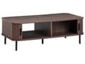 Miniatyrbilde 7 av 11: Sofabord Mørkebrunt Svart Ben MDF Metall 120 x 60 cm Retro Skyveskap Oppbevaring Stue