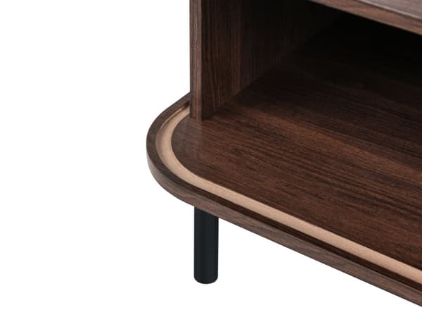 Sofabord Mørkebrunt Svart Ben MDF Metall 120 x 60 cm Retro Skyveskap Oppbevaring Stue