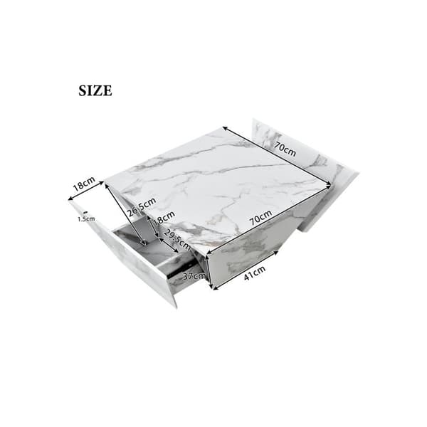 Modern trumptabel, trapezformad soffbord i vit marmor, soff-bord 70*70*37cm