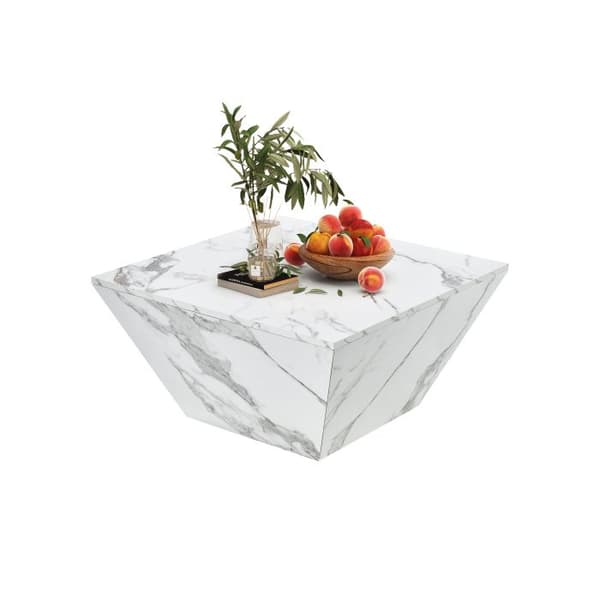Modern trumptabel, trapezformad soffbord i vit marmor, soff-bord 70*70*37cm