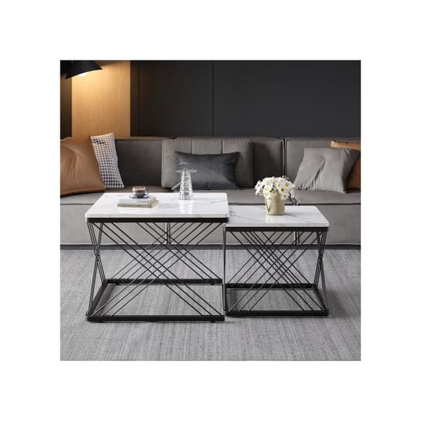 Set av 2 eleganta soffbord, kvadratiska 60*60*45 cm och 45*45*40 cm
