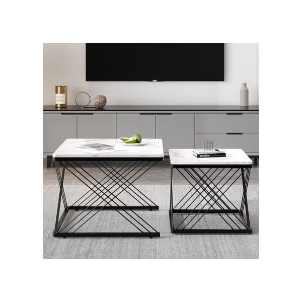 Set av 2 eleganta soffbord, kvadratiska 60*60*45 cm och 45*45*40 cm