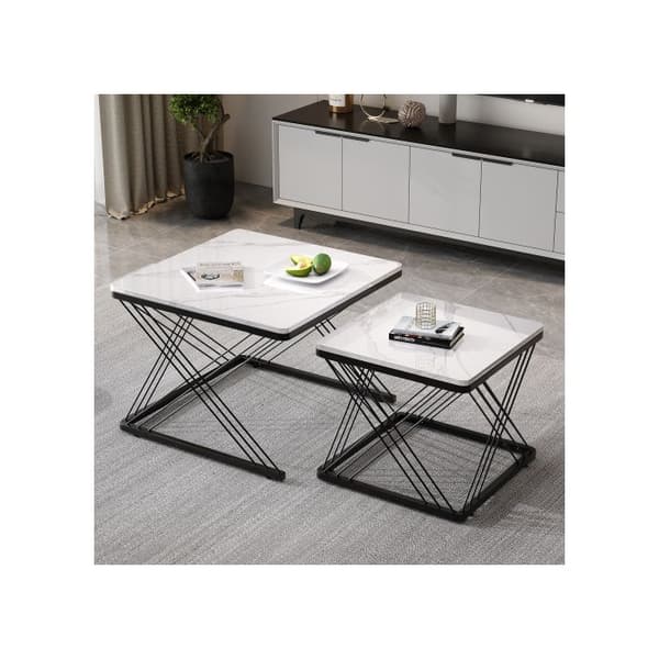 Set av 2 eleganta soffbord, kvadratiska 60*60*45 cm och 45*45*40 cm