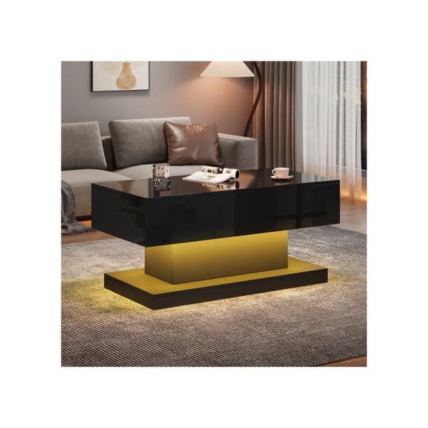 LED-bord med hög glans 100x50x45 cm, med LED-belysning - Halvlyftbart bordskiva