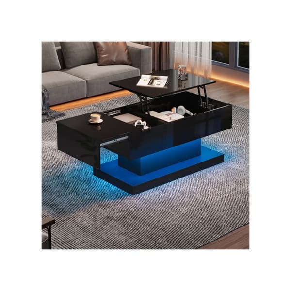 LED-bord med hög glans 100x50x45 cm, med LED-belysning - Halvlyftbart bordskiva