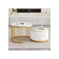 Miniatyrbild 1 av 6: Elegant set of 2 white nesting coffee tables, 60*60*45.5 cm and 50*50*32 cm, round table, 2 drawers.