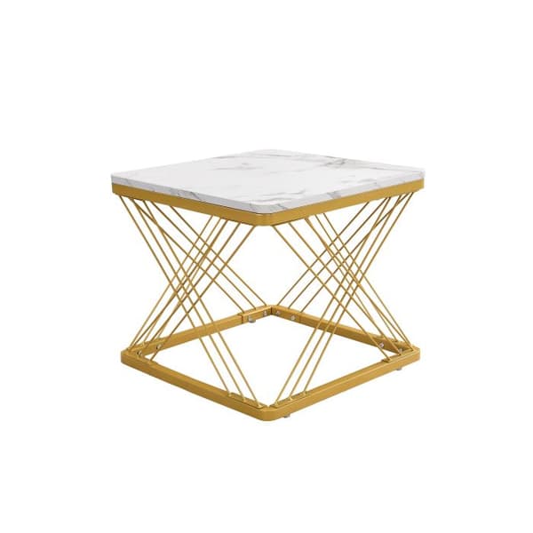 Set med 2 eleganta soffbord, kvadratiska 60*60*45 cm och 45*45*40 cm, blank marmorutseende.