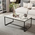 Miniatyrbillede 2 af 2: Kaffebord, sintersten materiale, sort metalramme, HVID