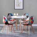 Miniatyrbild 2 av 2: Matstolar Set, Nordisk Design, Patchwork-klädsel, Röda stolar set