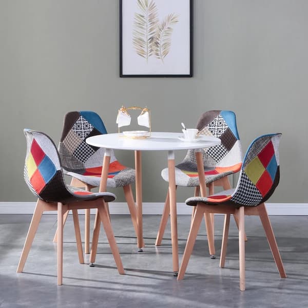 Matstolar Set, Nordisk Design, Patchwork-klädsel, Röda stolar set