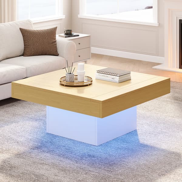 svampformat LED-soffbord, snyggt fyrkantigt sidobord, 30 kg viktkapacitet, modern vardagsrumsdesign
