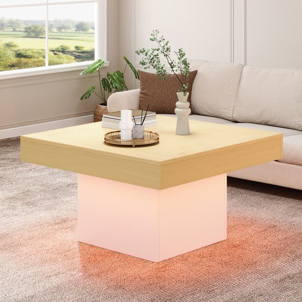 svampformat LED-soffbord, snyggt fyrkantigt sidobord, 30 kg viktkapacitet, modern vardagsrumsdesign