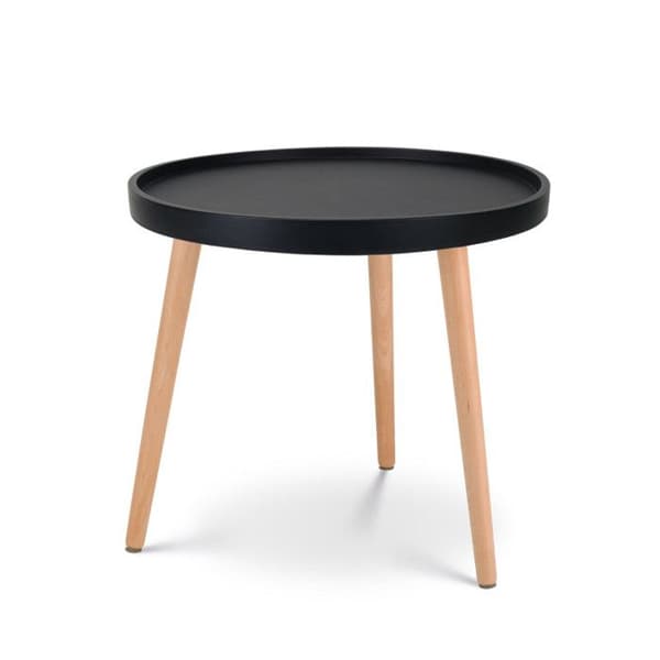 Svart sidobord JOANA runt i trä Ø50 cm
