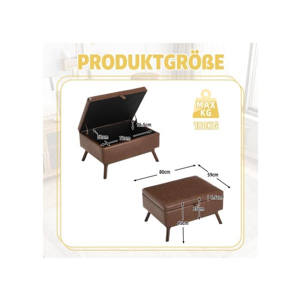 Fyrkantigt soffbord i modern medeltidsstil, förvaringspall, montering krävs, fotstöd, skohorn.