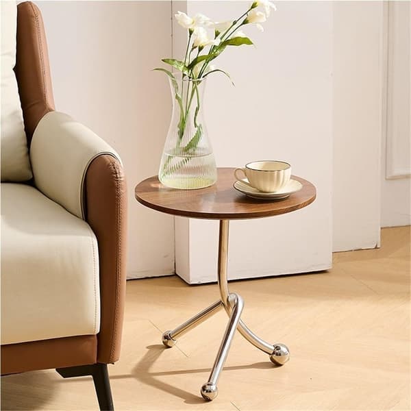 Bomclap Rundt Metal Sofabord – Hjørnebord/Sidebord til stue, kontor og lejlighed Brun 41*40*40cm