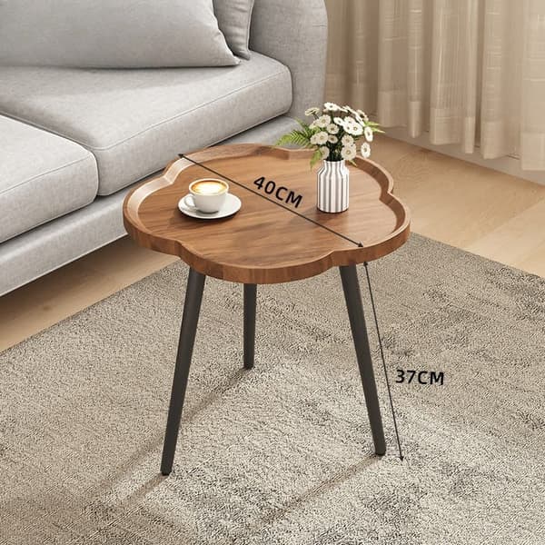 Bomclap Blomformad Sidobord – Soffbord med Träben för Vardagsrum, Sovrum & Soffa