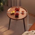 Miniatyrbillede 7 af 7: Bomclap lille rundt sidebord – brunt sofabord i retrostil til stue og soveværelse